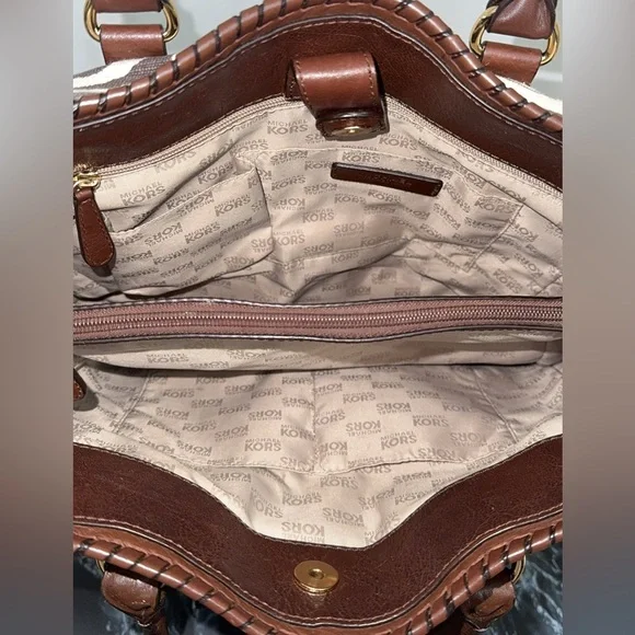 MICHAEL KORS Large Handbag Hamilton Zebra Print Brown Ivory AUTHENTIC - Picture 13 of 14